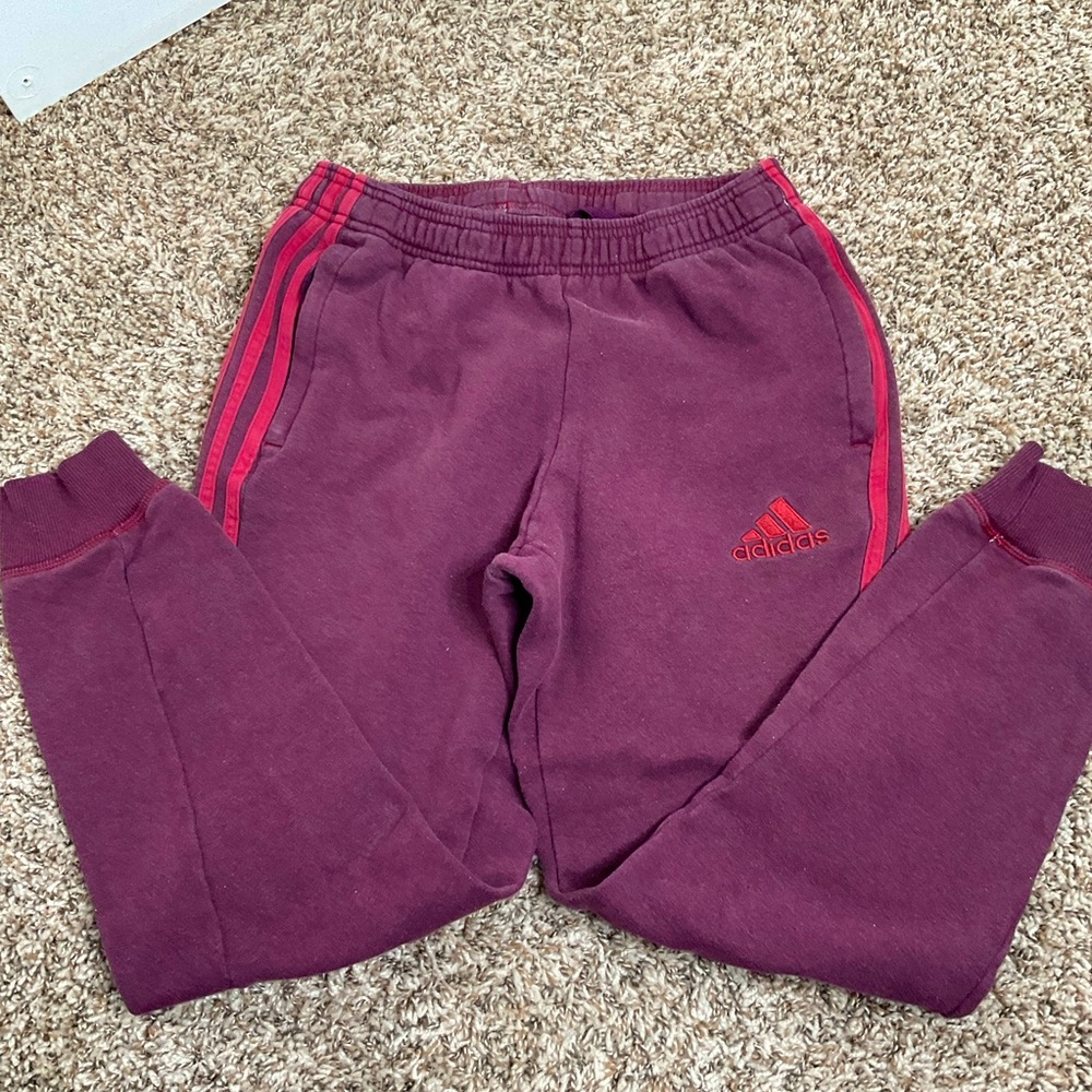 Adidas joggers, maroon & pink, Size XS, EUC